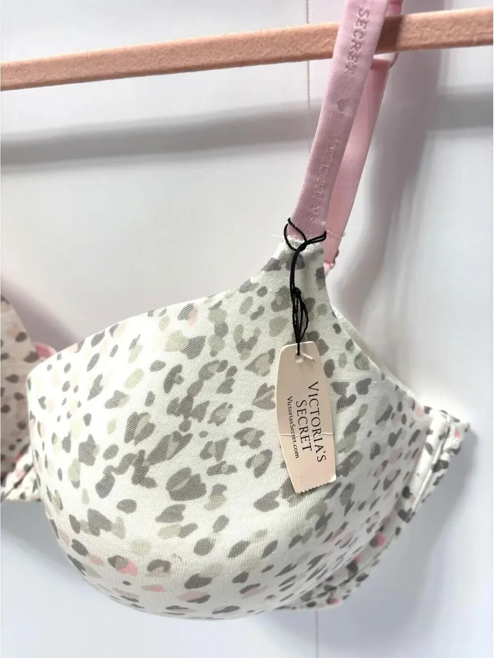 Victoria's Secret Push-Up Bra 38DD Gray Pink Cheetah Print Sexy Padded Lingerie - Picture 6 of 7